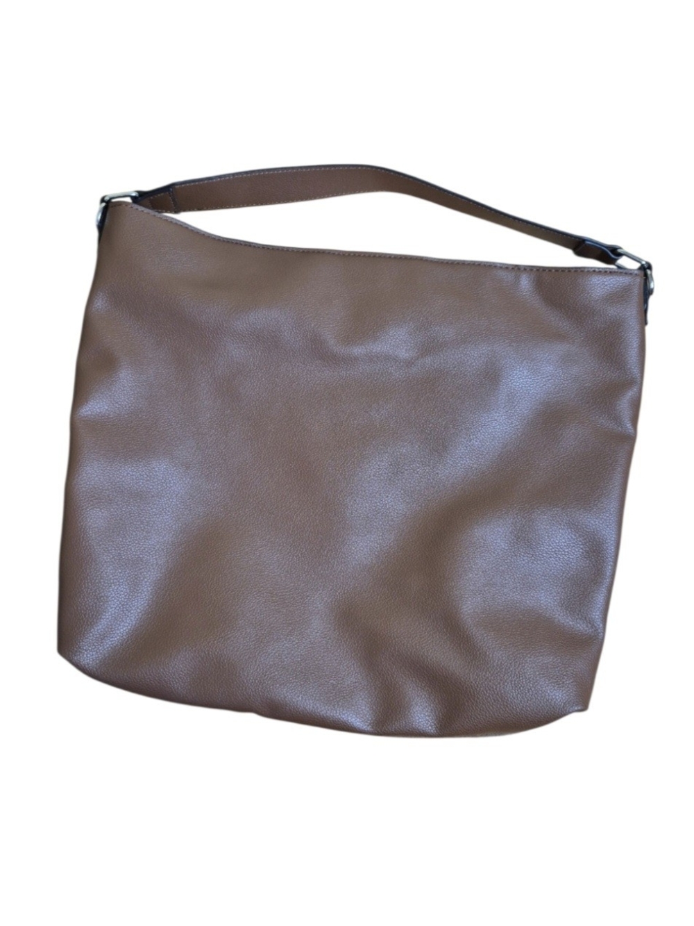 Mixed Media Leather & Suede Slouchy Hobo Shoulder Bag - Taupe Brown